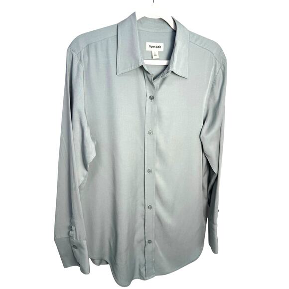 Open Edit Relaxed Fit Long Sleeve Button Up Shirt - Picture 4 of 13